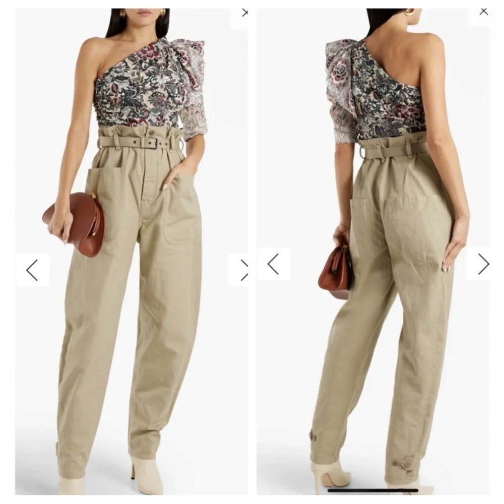 New! Isabel Marant Etoile Rinny high waist paper bag trousers pants 41268